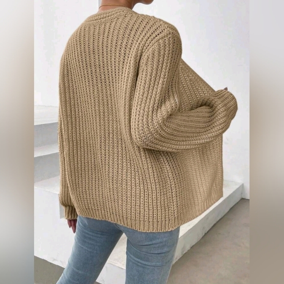 Women's Loose Fit Casual Solid Color Long Sleeve Cardigans, Versatile Daily Wear - Picture 2 of 6